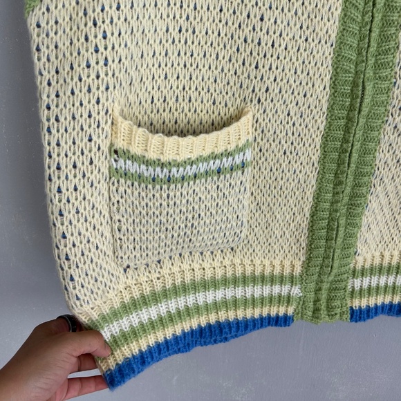 Bailey Rose size L oversized zip up vest retro knitted western cowboy green NEW - Picture 5 of 13